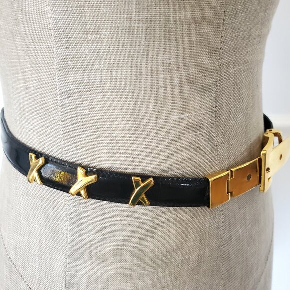 RARE Paloma Picasso XXX Gold Hardware Leather Vintage Belt 80s S fits: 26\